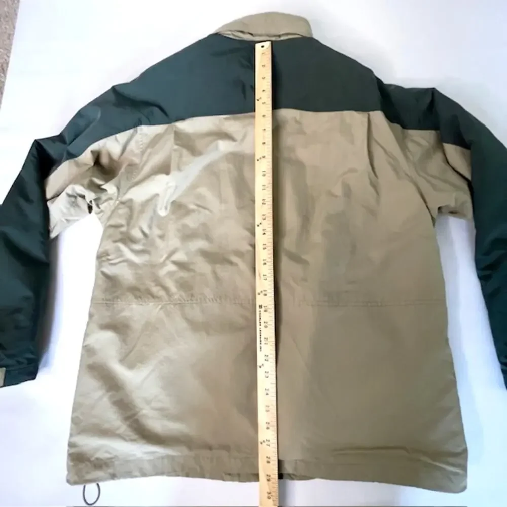 L.L.Bean Mens Large Fleece Lined Outdoor Jacket Green Tan Coat Heritage Outdoor